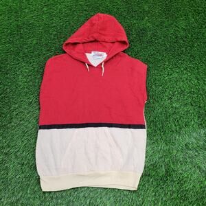 Vintage 90s MOD Colorblock Hoodie Womens Medium 19x25 Ivory